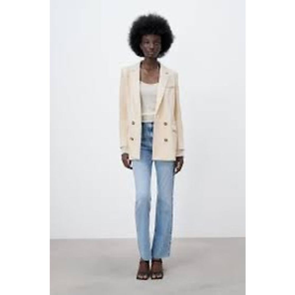 Zara Tailored Double Breasted Blazer in Ecru